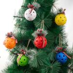 Pickleball Christmas Ornaments for Tree, Life-Size, Pickleball Xmas Tree Decorations, Set of 6 (Ball Dia: 74mm)