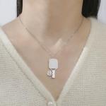 VASSAGO Pickleball Necklace for Women Men Stainless Steel Pickleball Paddle and Ball Pendant PB Necklace Sport Lovers Teams Gifts (silver)