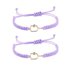 New valley warbler Handmade Pickleball Bracelet, Adjustable Woven Cord, Sports Jewelry Gift, Set of 2 (Purple)