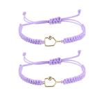 New valley warbler Handmade Pickleball Bracelet, Adjustable Woven Cord, Sports Jewelry Gift, Set of 2 (Purple)