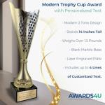 Large Custom Trophy Cup 14” Tall - Customized Engraved Gold & Silver Award for Soccer, Golf, Basketball, Baseball, Pickleball, Cornhole, MVP or First Place - Football Trophy with Personalized Plate
