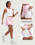 M MOTEEPI Skorts for Woman with Pockets 14" Tennis Athletic Skirt Scalloped Hem Golf Skirt High Waisted Pickleball Workout Skort with Shorts Crystal Pink Skort M
