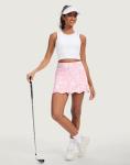 M MOTEEPI Skorts for Woman with Pockets 14" Tennis Athletic Skirt Scalloped Hem Golf Skirt High Waisted Pickleball Workout Skort with Shorts Crystal Pink Skort M