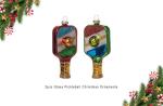 2 Count Glass Pickleball Christmas Ornament, Blown Glass Pickleball Ornaments for Christmas Tree
