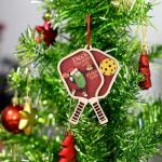 CJiangpo Pickleball Christmas Ornament 2025-2 Layers Wooden Pickle Christmas Tree Ornament Hanging Decoration Pendant, Funny Pickleball Gifts Acessories Xmas Gifts for Sports Lovers Friend Player