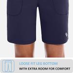 SANTINY Bermuda Shorts for Women with Zipper Pocket Womens High Waisted Long Shorts for Running Workout Athletic(Navy_L)