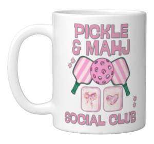 Pickle and Mahj Mahjong and pickleball social club mah jong Ceramic Mug, White