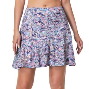 ANIVIVO Women Skorts Skirts 18" Tennis Golf Pickleball Ruffle Skorts Athletic Workout Skirt with Pockets(Multicolor Ripple,M)