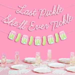 xo, Fetti Last Pickle She'll Ever Tickle Banner | Bachelorette Decorations, Bridal Shower, Bride To Be, Pickleball Party, Pink Glitter, Funny, Photo Prop, Backdrop, Naughty Bach Party