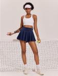 PINSPARK Women Tennis Skirt High Waisted Golf Skorts with Pockets Pleated Pickleball Skort Inner Shorts Navy XS