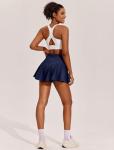 PINSPARK Women Tennis Skirt High Waisted Golf Skorts with Pockets Pleated Pickleball Skort Inner Shorts Navy XS