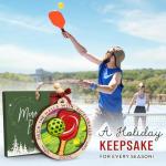 Pickleball Christmas Ornament 2025 - Pickleball Gifts for Women, Men, Family, Friends, Sports Gift Ideas - Two-Layers Wooden Deck The Halls with Pickle Ball Ornaments for Tree Decorations