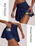 PINSPARK Women Tennis Skirt High Waisted Golf Skorts with Pockets Pleated Pickleball Skort Inner Shorts Navy XS