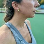 Born to Rally Pickleball Earrings for Women — Double Paddle Stud Earrings with Rhinestone Ball, Cute Pickleball Gift, Sporty Jewelry (Pearl Ball)