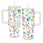 xiiai Pickleball Gifts for Women - 24 oz Pickleball Tumbler with Handle and Straw, Insulated Stainless Steel Cup, Leakproof, Travel Coffee Mug, BPA Free, Fits Car Cup Holders, Keeps Drinks Cold/Hot