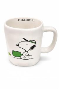 Peanuts Rae Dunn Coffee Mug, White - Pickleball - Green Racket