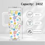 xiiai Pickleball Gifts for Women - 24 oz Pickleball Tumbler with Handle and Straw, Insulated Stainless Steel Cup, Leakproof, Travel Coffee Mug, BPA Free, Fits Car Cup Holders, Keeps Drinks Cold/Hot