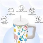 xiiai Pickleball Gifts for Women - 24 oz Pickleball Tumbler with Handle and Straw, Insulated Stainless Steel Cup, Leakproof, Travel Coffee Mug, BPA Free, Fits Car Cup Holders, Keeps Drinks Cold/Hot