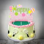 Pickleball Birthday Party Decorations for Girls Green and Pink Glitter Pickleball Happy Birthday Cake Topper for Pickle ball Player Bday Party Decoration Supplies
