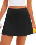 Stelle Women Skort High Waisted Tennis Skirt with Pockets Mini A Line Casual Skirts for Athletic Golf Pickleball (Black,S)