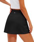 Stelle Women Skort High Waisted Tennis Skirt with Pockets Mini A Line Casual Skirts for Athletic Golf Pickleball (Black,S)