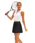 Stelle Women Skort High Waisted Tennis Skirt with Pockets Mini A Line Casual Skirts for Athletic Golf Pickleball (Black,S)