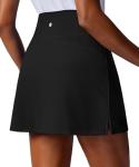 PINSPARK Skorts for Woman 16" Golf Skirt High Waisted Tennis Skort with Shorts Pockets A Line Athletic Skirts Side Slit Pickleball Skort Skirts, Black Medium