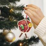 CJiangpo Pickleball Christmas Ornament 2025-2 Layers Wooden Pickle Christmas Tree Ornament Hanging Decoration Pendant, Funny Pickleball Gifts Acessories Xmas Gifts for Sports Lovers Friend Player
