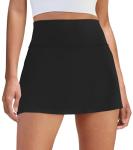DLOODA Womens Skort Tennis Skirt with Pocket Shorts Mini Golf Skirts High Waisted Athletic Skorts Summer Workout Black