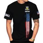 MoonArt Personalized Pickleball T-Shirt 3D Men Women Gifts Sleeve Apparel Black Flag Jersey Tee Sport Fit Clothing Outfits (Polyester Blend, PB12)