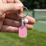 VEOWOO Sport Keychain – Pickleball Keychains Bag Charms for Women with Racket and Ball Pendants, Cute Key Chains Gifts for Boys, Friends and Pickleballs Lovers-Pink