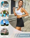 DLOODA Womens Skort Tennis Skirt with Pocket Shorts Mini Golf Skirts High Waisted Athletic Skorts Summer Workout Black