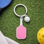 VEOWOO Sport Keychain – Pickleball Keychains Bag Charms for Women with Racket and Ball Pendants, Cute Key Chains Gifts for Boys, Friends and Pickleballs Lovers-Pink