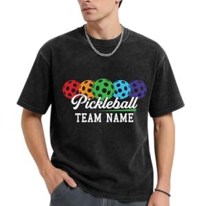 KAINSY Custom Pickleball Team T-Shirt – Personalized Name & Colorful Ball Design – Matching Team Shirts for Tournaments, Clubs, Groups & Pickleball Lovers