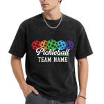 KAINSY Custom Pickleball Team T-Shirt – Personalized Name & Colorful Ball Design – Matching Team Shirts for Tournaments, Clubs, Groups & Pickleball Lovers