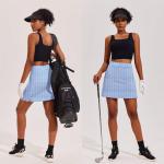 Ekouaer Skort Women 16" Golf Skirts Tennis Athletic Skirt Inner Shorts Pocket Running Workout Pickleball Skorts,Navy Pattern