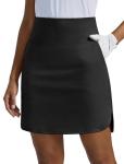 PINSPARK Golf Skirts for Women with Shorts Underneath High Waisted Athletic Skirt Tummy Control Pickleball Skort, Black Large