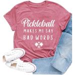 Cutesong Pickleball Shirt for Women Pickleball Player T-Shirt Funny Sports Lover Short Sleeve Pink