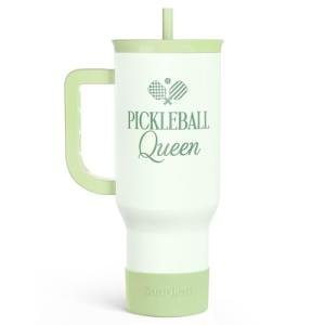 SANDJEST Pickleball 40oz Tumbler With Handle and Straw, Pickleball Queen Insulated Stainless Steel Travel Coffee Mug for Women Girls Players, Gift Idea for Birthday Christmas Mothers Day