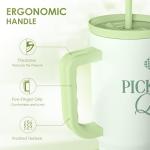 SANDJEST Pickleball 40oz Tumbler With Handle and Straw, Pickleball Queen Insulated Stainless Steel Travel Coffee Mug for Women Girls Players, Gift Idea for Birthday Christmas Mothers Day