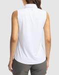 G Gradual Women's Golf Shirts Lightweight 1/4 Zip Collared Tank Top Sleeveless Polo Shirts for Tennis Pickleball Casual, Heather White, L