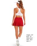 Stelle Women Tennis Skirt Golf Skorts Athletic High Waisted with Pockets Inner Shorts Sport Workout Pleated Pickleball(Red-Nylon-2,S)