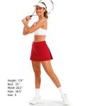 Stelle Women Tennis Skirt Golf Skorts Athletic High Waisted with Pockets Inner Shorts Sport Workout Pleated Pickleball(Red-Nylon-2,S)