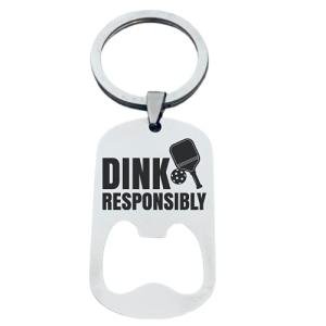 Infinity Collection Pickleball Keychain, Pickleball Gift, Stainless Steel Pickelball Dink Responsibly Bottle Opener Gift, Pickleball Player Gifts (Dink Responsibly)