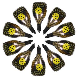 Toddmomy 10pcs Yellow Pickleball Paddle Foil Balloons Sports Themed Party Decorations for Birthday and Shower Supplies