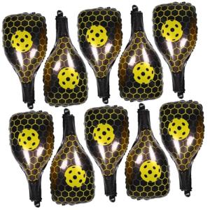 LALAFINA 10pcs Pickleball Rackets Foil Balloons Yellow Sports Theme Party Decorations for Men Women Birthday Party Supplies