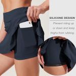 Ekouaer Womens Tennis Skirt Pleated Athletic Golf Skorts with Built-in Shorts Perfomance Workout Active Pickleball Skirt for Summer,Navy M