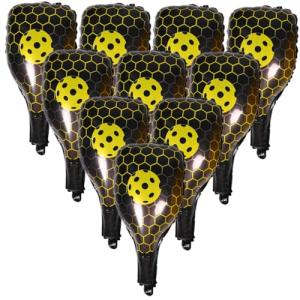 Beaupretty 10pcs Foil Pickleball Racket Balloons Yellow Sports Themed Party Decorations for Birthday Shower Supplies