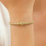 YXYOUGOU Pickleball Bracelet for Women Trendy 14K Gold Plated Adjustable 4mm Gold Beaded Bracelets Sports Gift Stocking Stuffers Christmas Gifts Pickleball Gifts for Team Players