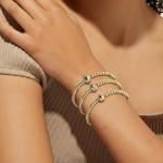 YXYOUGOU Pickleball Bracelet for Women Trendy 14K Gold Plated Adjustable 4mm Gold Beaded Bracelets Sports Gift Stocking Stuffers Christmas Gifts Pickleball Gifts for Team Players